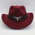 Fashion Wide Brim Western Cowboy Outdoor Hat Cowgirl Wool Felt Blend Hats for Men Women Party