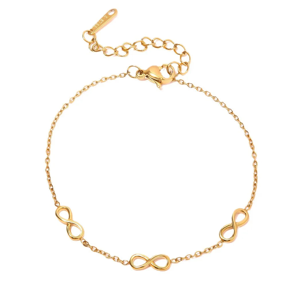 Minimalist Stainless Steel Delicate Gold Chain Charm Bracelet Women's Non-fading Dainty Infinity Symbol Bracelet for Women
