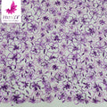 HY2129-9 Popular Design Purple Flower Sequins Beaded Bridal French Lace Wholesale Price Lace Fabric
