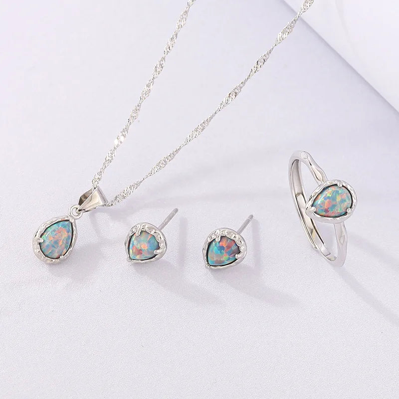 Luxury Ladies Sterling Silver Necklaces Color Change Stone Cutout Necklace