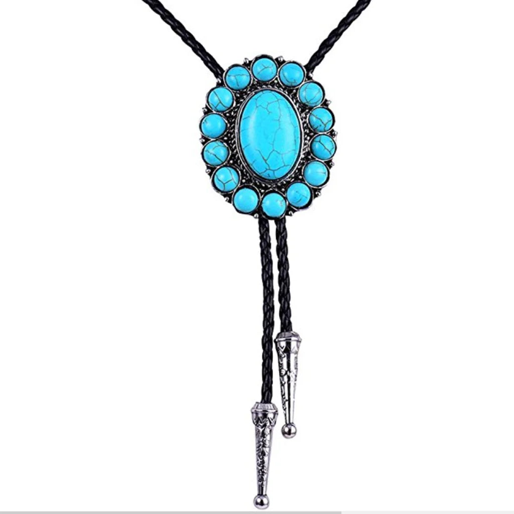 Hamocigia Factory Custom Oval Trendy Mint Dress Jewelry Stone Western Cowboy Bolo Tie One Piece