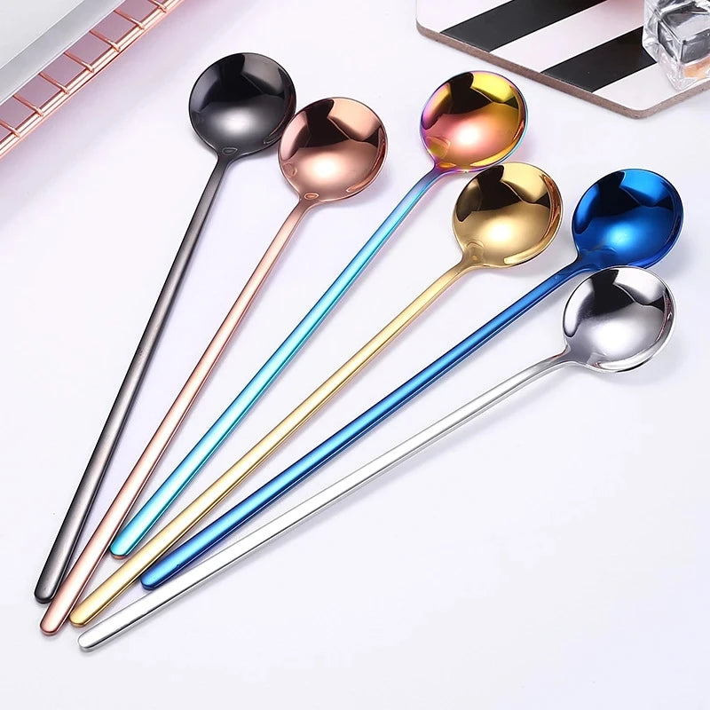 Professional Coffee Cupping Long Spoon Stainless Steel Round Cupping Spoon With Custom Logo