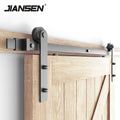 5FT/1.525m Single Wood Sliding Barn Door Hardware Kit Basic Black Carbon Steel Sliding Metal Barn Door Hardware Kit