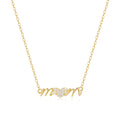 Fashion Jewelry 925 Sterling Silver Letter Mom Mum Heart Zircon Necklace Mommy Gold Plated Necklaces for Women Mother's Day