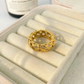 Woven Mesh Wide Curved Ring Joyas De Acero Inoxidable Stainless Steel Electroplated 18k Gold Ring