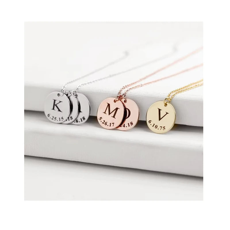 Custom OEM Creative Portrait Pendant Collarbone Chain Necklace Stainless Steel Multi-coin Necklace for Couple Family