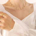 Charm Stainless Steel 18k Gold Pvd Chain Jewelry Baroque Freshwater Pearl Small Steel Ball Design Choker Necklace