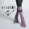 Wholesale Custom Logo 5 Toe Yoga Grip Socks Anti-Slip Thick Long Crew Length Anti-bacterial Gym Pilates Socks Knitted Customized