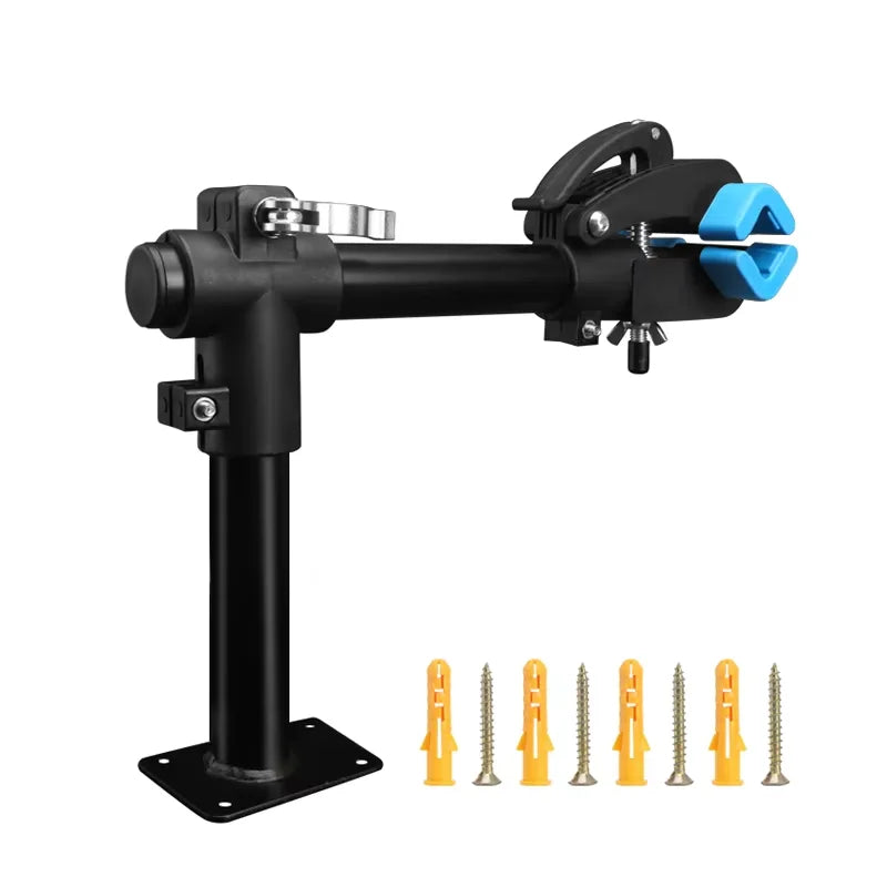 RIDERACE Mountain Bicycle Wall Mount Repair Rack 360 Rotation Adjustable Foldable Work Stand Clamp Outdoor Maintenance Stand