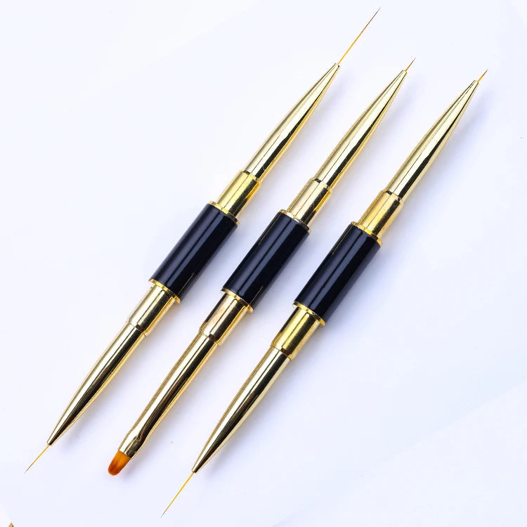 OEM Soft Nail Art Liner Brush Double Head Painting Brush with Lid