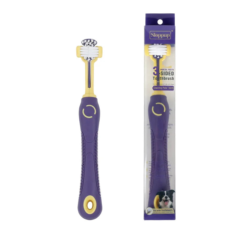 Custom Private Label Dental Cleaning Three Head Dog Tooth Brush Cat Dog Pet Toothbrush Dental Care