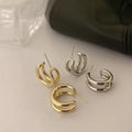 Minimalist Hoop Earrings Stainless Steel Gold Plated Huggies Big C Shape Round Chunky Statement Earrings Trendy for Children's