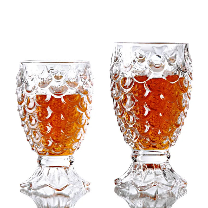European Style Fish Scale Retro Relief Solid  China Factory Supply with Diamond Decoration Cheap Glass Cup Snifter Whiskey Glass