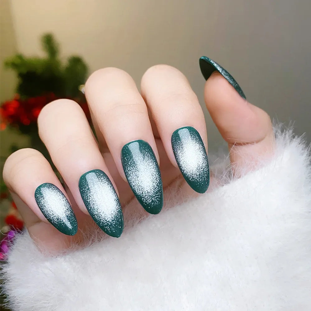 Custom Logo 24pcs Gel Press on Nails Gel Fake Nails Wholesale Thick Cat Eye Nails Press on Tips With Glue