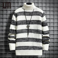Liu Ming Wholesale Winter 2024 Men Clothing Elasticity Striped Long Sleeves Contrast Color Knitting Warm Casual Sweater