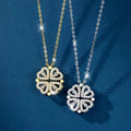 2023 Ins New Luxury Brass Four Leaf Clover Pendant Necklace for Women Gold Color Heart Jewelry with Zircon Crystal Chain Type