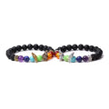 Handmade 8mm Natural Stone 7 Chakra Stone butterfly Charms Elastic Bracelet Fashion Beaded Bracelet