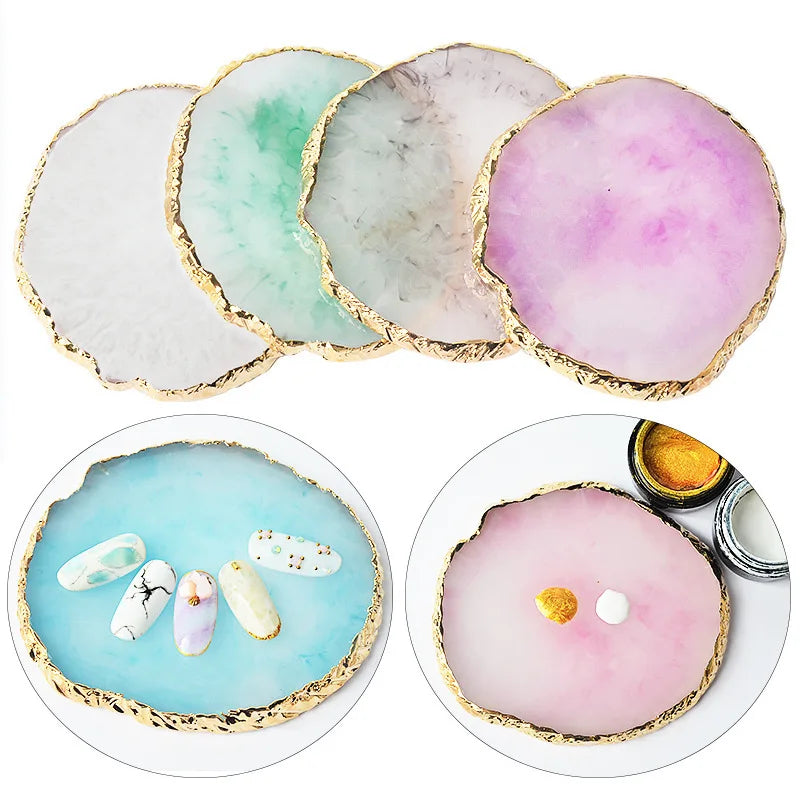 Nail Supplies Resin Gold Edge Nail Art Color Mixed Palette Macnire Salon Nail Polish Palette