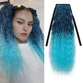 24 Inch Synthetic Hair Piece Ponytail Clip in Ribbon Band Tie up Corn Wavy Ombre Colorful Ponytail Extension
