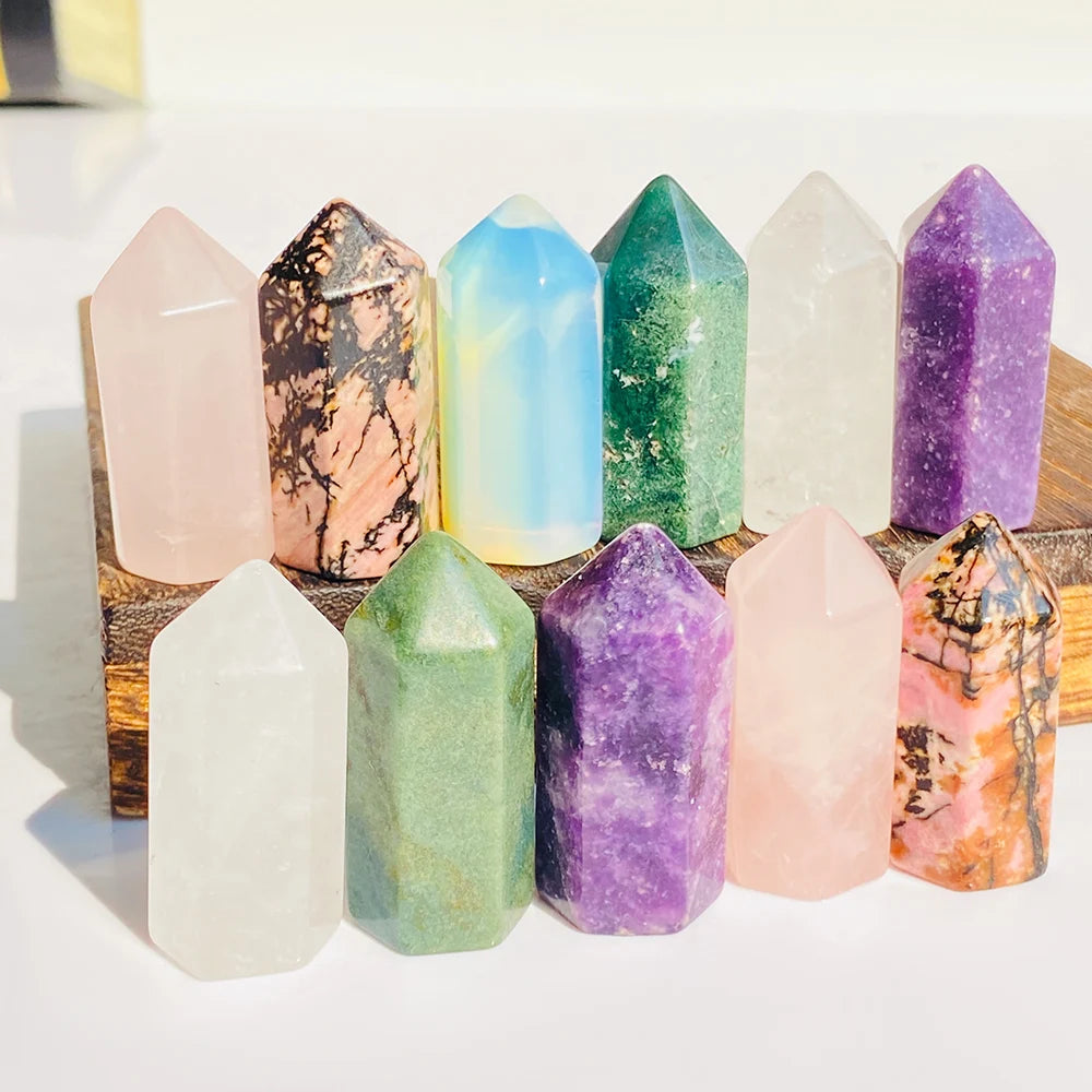 Wholesale Factory Price Mix Materials Points Crystal Crafts Healing Stone clear quartz lepidolite points for Home Decoration