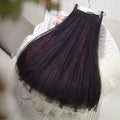Slim Mesh Women's Bright Silk Skirt Versatile High Waisted Pleated Skirt Autumn and Winter Flowing Light Skirt