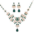 Miallo  Alloy Necklace Sets Drop Emerald Necklace Pendant and Earrings Wedding Accessories for Female