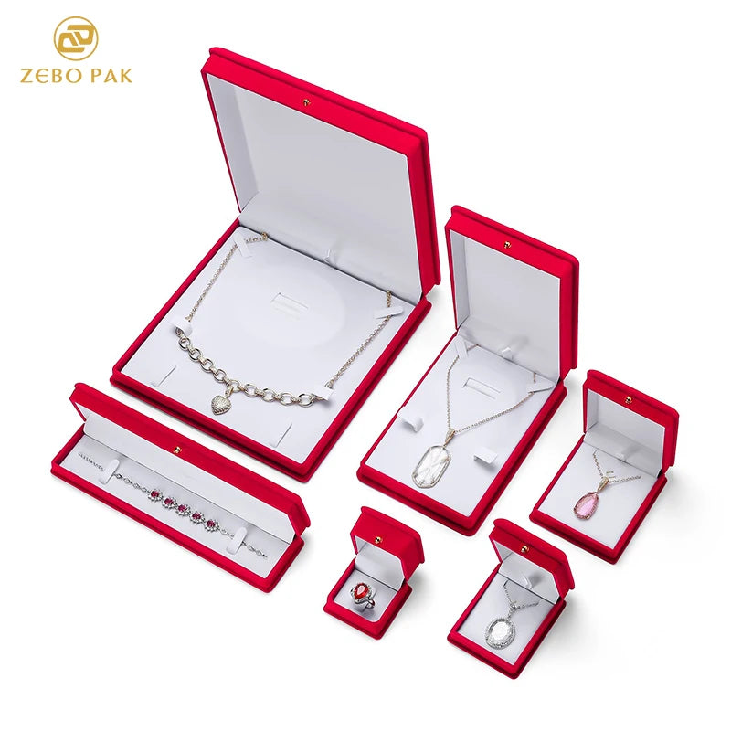 Zebopak Red Flocked Jewelry Box Set for Necklace Bracelet Ring and Pendant Display