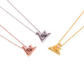 18K Rose Gold Double V Titanium Steel Pendant Necklace Classic Style Letter Stone Design for Couples Stainless Steel Jewelry
