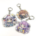 Kuien Hot Sale Custom Printed Acrylic Epoxy Star Hologram Plastic Key Chains Anime Star Holographic Resin Keychain Charms