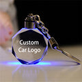 Factory Wholesale Blank Crystal Glass Keychains Custom 3d Laser Engraving Car Logo Crystal Led Key Chain