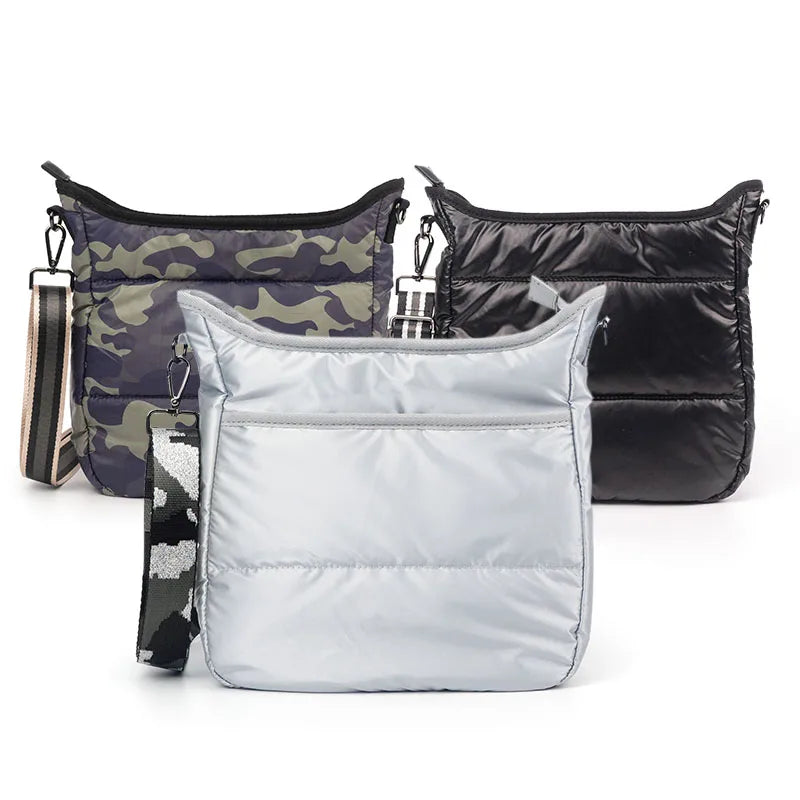 Autumn Winter Puffer Bag New Style Puffer Crossbody Light Weight Shoulder Bag Unisex Camouflage Nylon Phone Bag