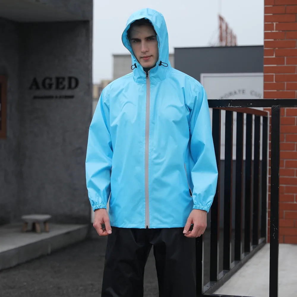 Windproof Reflective Split Raincoat Rain Pants Split Set Lightweight Breathable Motorcycle Riding Raincoat