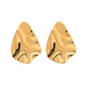 J&D Stainless Steel 18k Gold-Silver Hammered Waterwave Earrings Vintage Style Hoop Design for Party Wearing