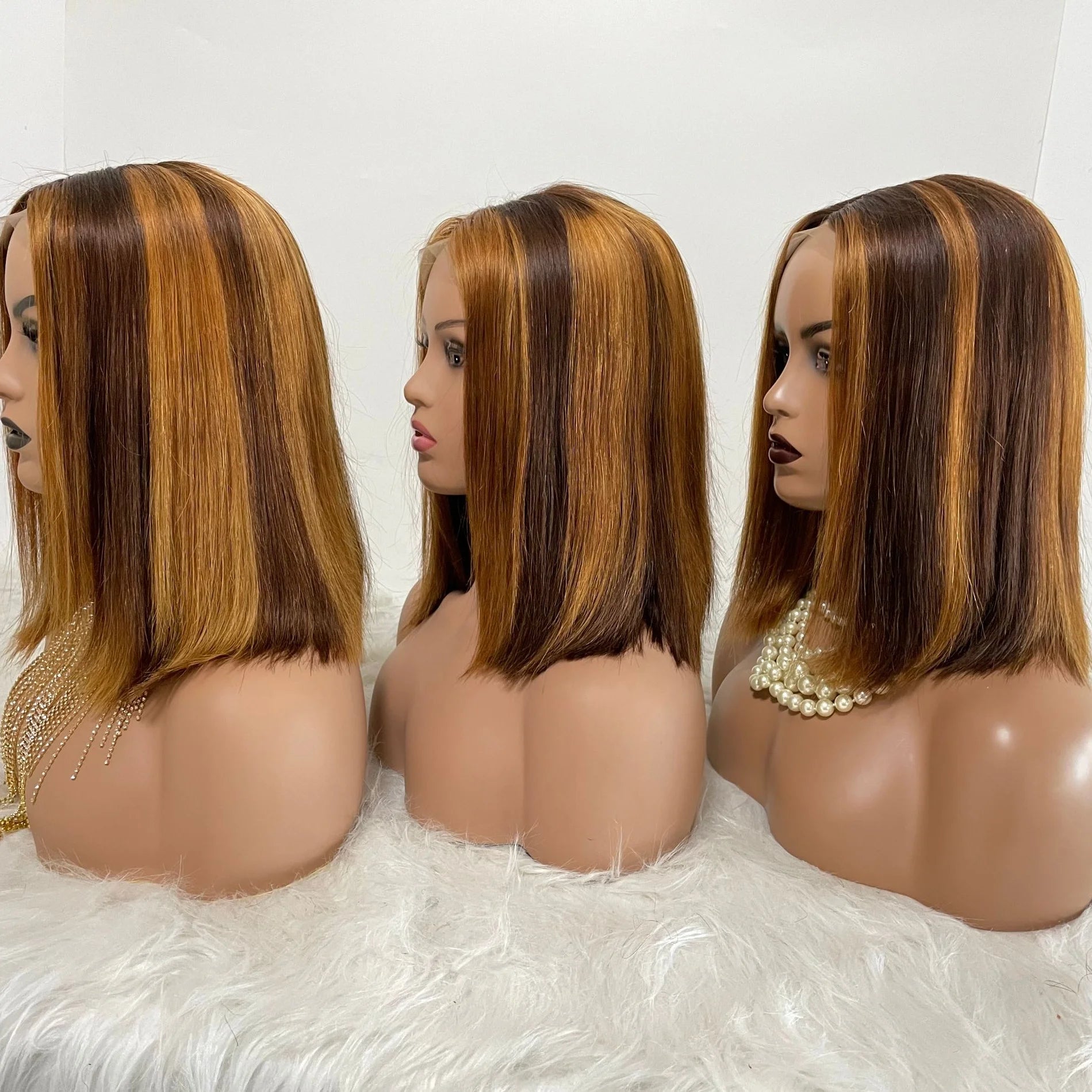 Stock for Christmas Piano Color Double Drawn Short Bob Wig Raw Hair Human Wig Straight T Part hd Lace Front Wig for Black Women