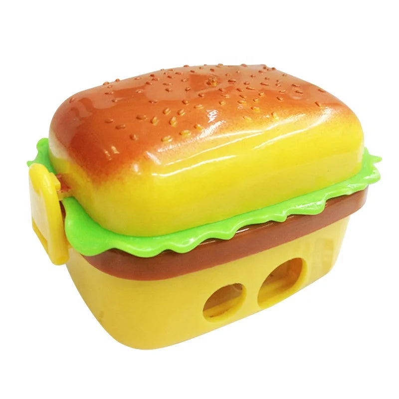 Novelty Creative Cartoon Plastic 2-Hole Pencil Sharpener with Eraser Unique and Fun Design for Classroom Use