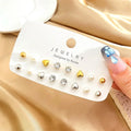 New Simple Pearl Gold Crystal Heart Stud Earrings Set for Women Daily Minimalist Small Stud Earrings Jewelry Gift