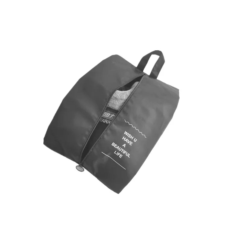 Durable Zipper Travel Shoe Bag Foldable Waterproof Oxford Cloth with Drawstring Portable and Eco-Friendly Reusable Shoe Pouch