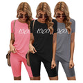 Summer 2022 Women's Formal Solid Knitting T-shirt and Shorts Set