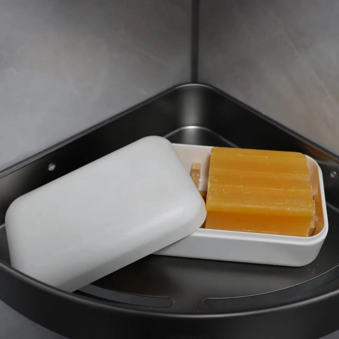Eco Friendly Bamboo Travel Rectangle Soap Dish  Kitchen Drained Soap Box Holder with Lid Silicone Band