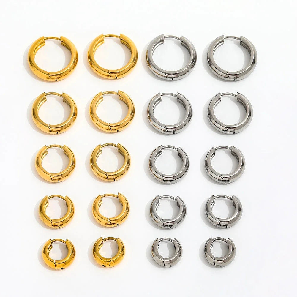 Non Tarnish Trendy Earring 18K Gold Plated Cambered Surface Band C Huggie Hoop Earring for Women Jewelry Wholesale