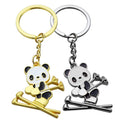 Cute Cartoon Panda Ski Pendant Keychain Bag Handbag Charm  Women Girls Gifts Skiing Ski Key Chain Ring Winter Games Souvenir