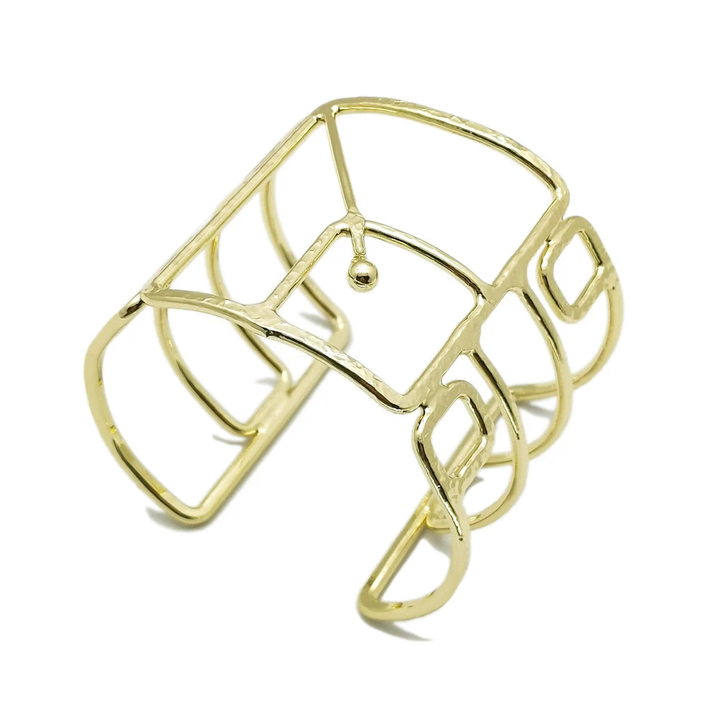 New Arrival Fashion Gold Plated Cuff Bracelet Unique Design Irregular Statement Bangle for Women Party Wedding Jewelry
