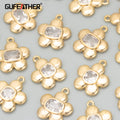MD24 18K Gold Plated Copper Zircon Charms for Necklace Making DIY Pendants 6pcs/Lot Jewelry Accessories