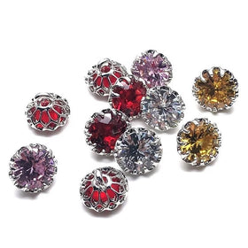 Fashion 12mm round Shape Zircon Glass Buttons Decorative Sewing Buttons with Shank Plating Technique for Clothes Decorative