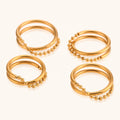 Dingran Double Layer Cross Bead Rings Tarnish Free PVD Gold Plated  Stainless Steel Fashion Jewelry Ring