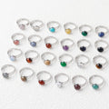 Wholesale Natural Stone Round Rings Gemstone Assorted Crystal Stones Adjustable Ring Multi Color