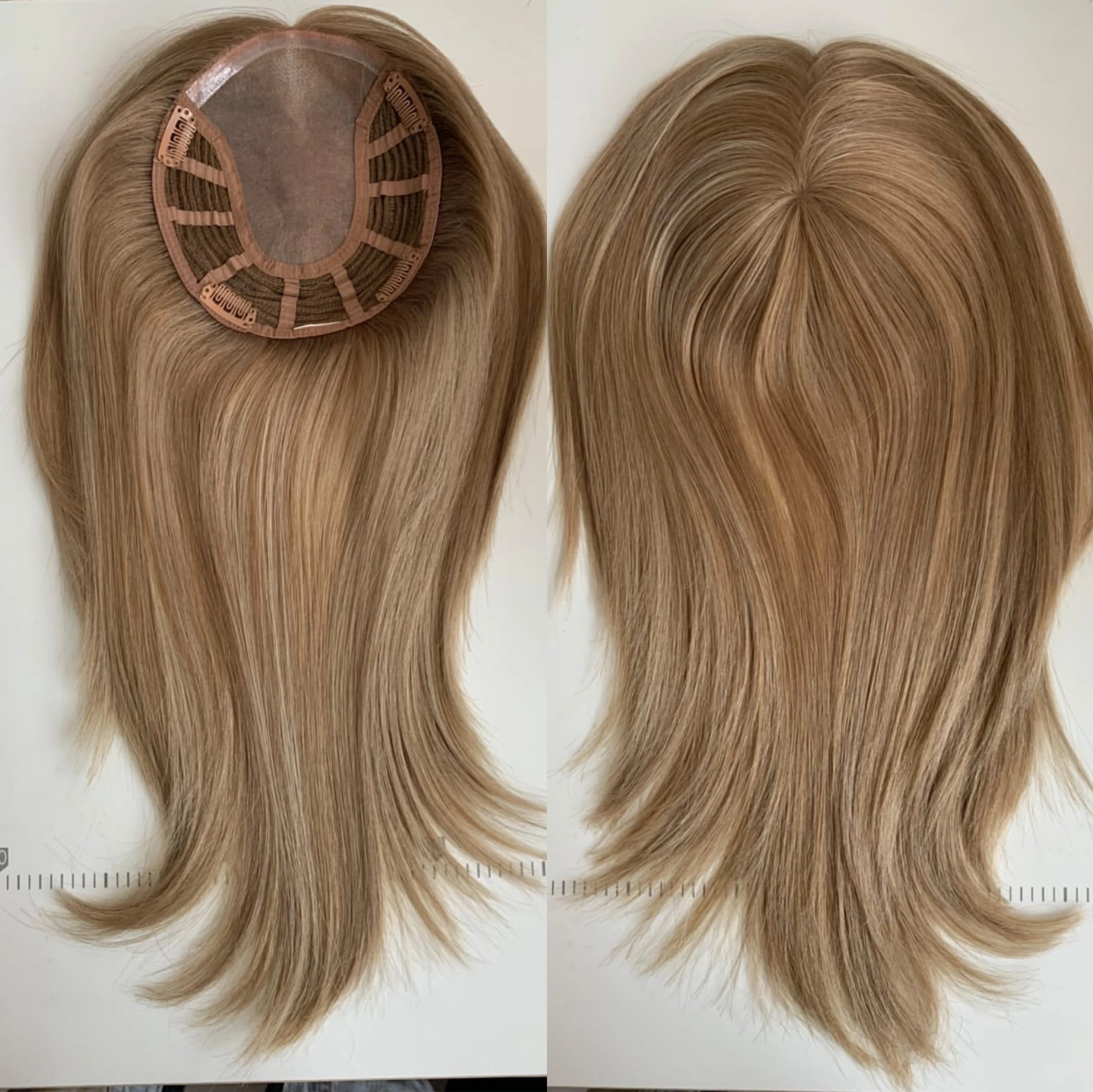 100 % European Virgin Hair Highlight Blonde Mono Base Topper for Womens