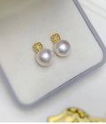 E2029 9-10mm DIY Natural Freshwater Pearl Charm Earrings Mounting Accessory 925 Sterling Silver Gold Plated  Jewelry for Women