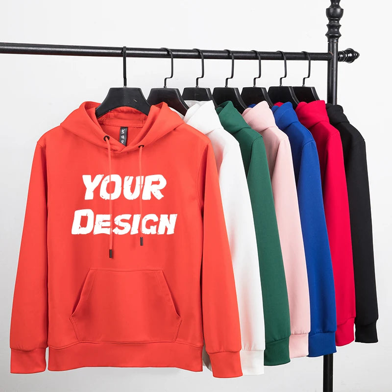 Customized Logo Men Silk Screen Printing Pullover Unisex Drawstring Men Loose Oversized Hoodies