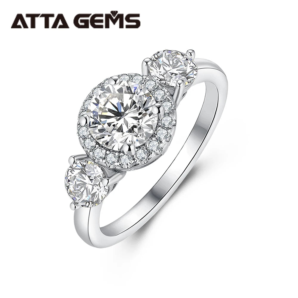 2026 New Design 1ct Round Moissanite Diamond Ring 925 Sterling Silver Ring High Quality Party Ring
